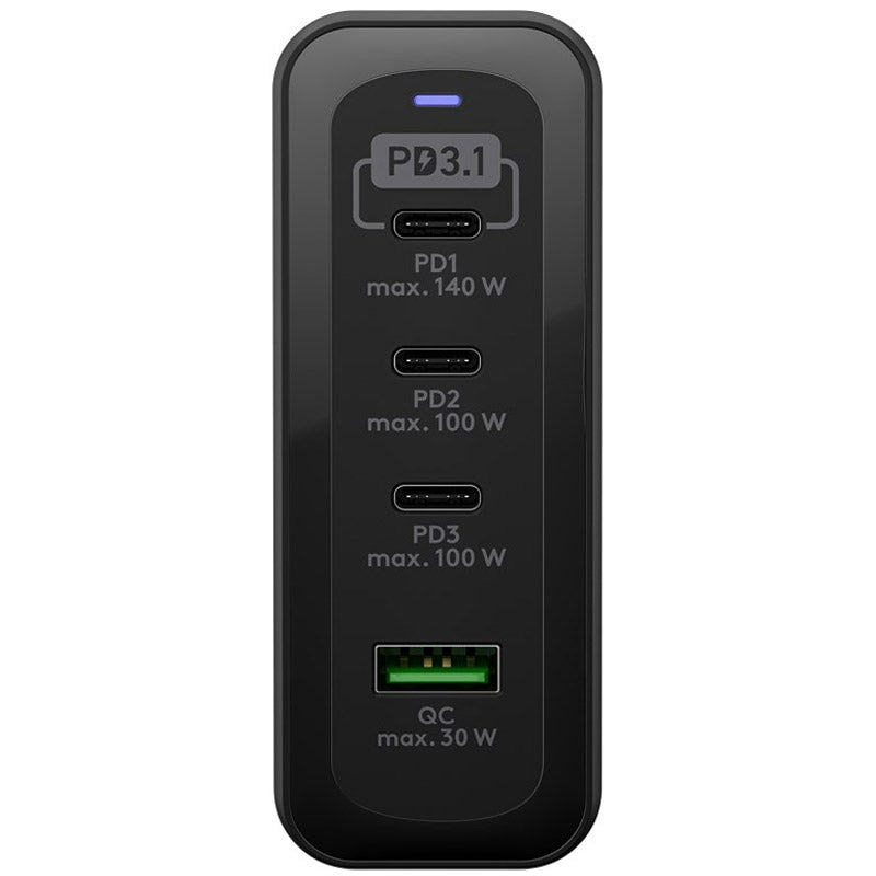 GOOBAY USB-C PD GaN Večvratni 240W 4-vratni GaN USB-C/USB-A črni polnilec