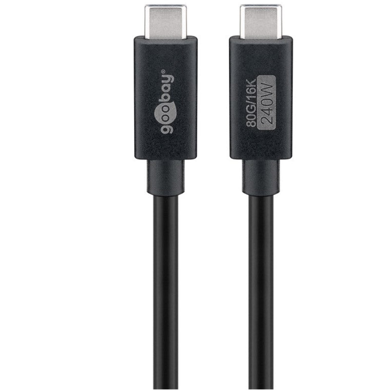 GOOBAY USB-C na USB-C 240W USB4 80Gbit/s 1,2m črn napajalni podatkovni kabel