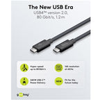 GOOBAY USB-C na USB-C 240W USB4 80Gbit/s 1,2m črn napajalni podatkovni kabel