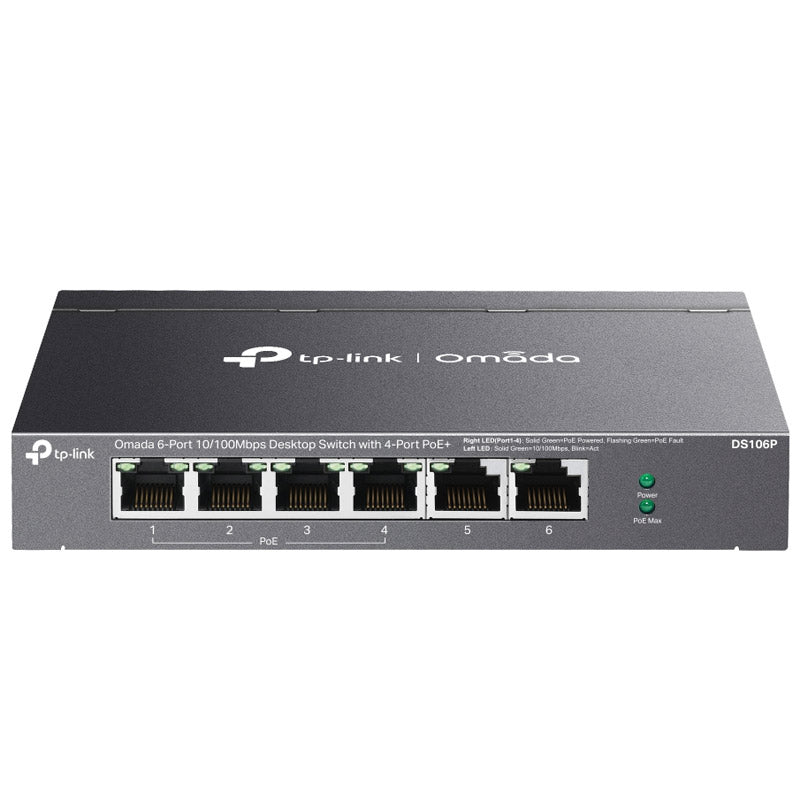 TP-LINK Omada DS106P 6-port 10/100Mbps PoE+ RJ45 nemanagirano mrežno stikalo switch