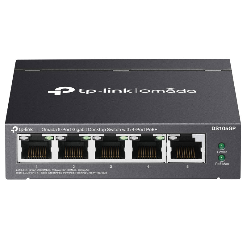 TP-LINK Omada DS105GP 5-portno gigabitno PoE+ RJ45 neupravljano mrežno stikalo
