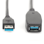 DIGITUS Active USB 3.0 (M) na USB 3.0 (Ž) SuperSpeed 10m črni podaljševalni kabel