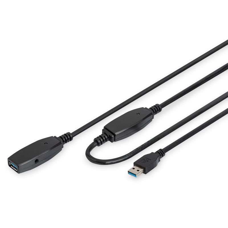 DIGITUS Active USB 3.0 (M) na USB 3.0 (Ž) SuperSpeed 10m črni podaljševalni kabel