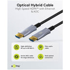 GOOBAY Optical Hybrid Ultra High Speed ​​HDMI (M/M) 2.1 8K 60Hz 10m z Ethernet AOC pozlačen črn Optični Hibridni kabel