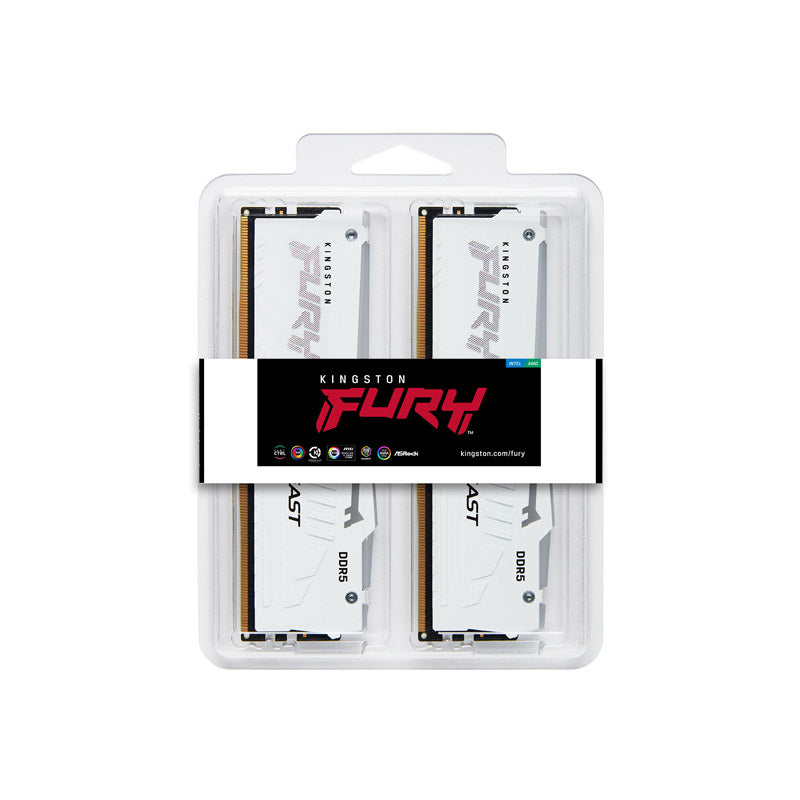 KINGSTON Fury Beast White RGB 32GB (2x16GB) 6000MT/s DDR5 CL30 KF560C30BWEAK2-32 pomnilnik RAM