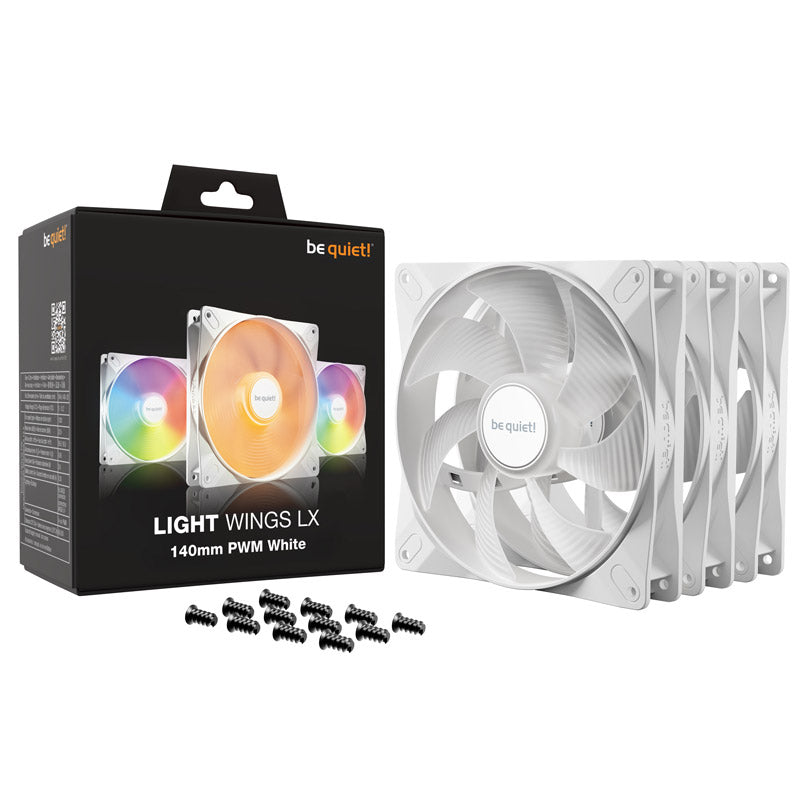 BE QUIET! LIGHT WINGS LX (BL127) RGB 140 mm 4-pinski PWM 3x beli ventilator