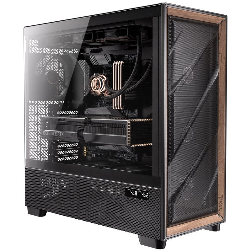 ANTEC Flux PRO Full Tower okno leseno črno/rjavo igralno ohišje