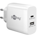 GOOBAY USB-C + USB-A 5V 45W beli hitri polnilec