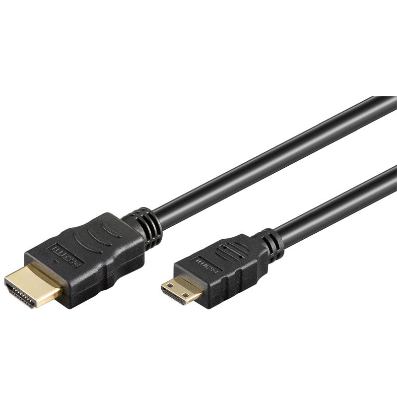 GOOBAY High Speed ​​HDMI (M) na Mini HDMI (M) 2.0 4K 60Hz 2m z Ethernet pozlačen črn kabel