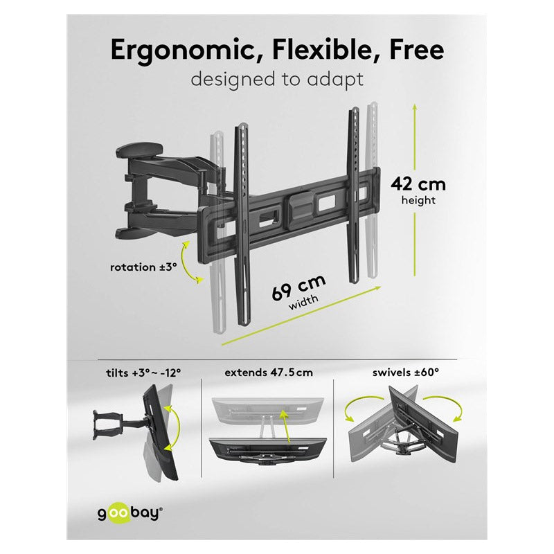 GOOBAY 94cm-203cm (37"-80") 45kg vsesmerni stenski nosilec za TV
