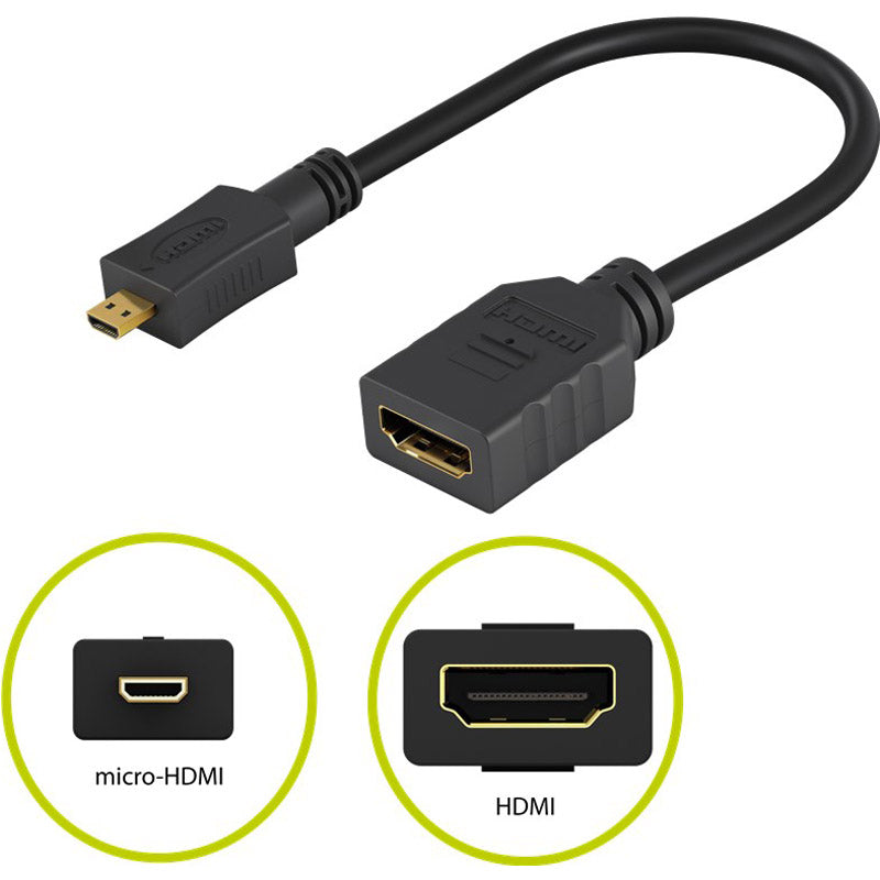 GOOBAY HDMI na Micro-HDMI 4K/60Hz 0,15m črn kabel