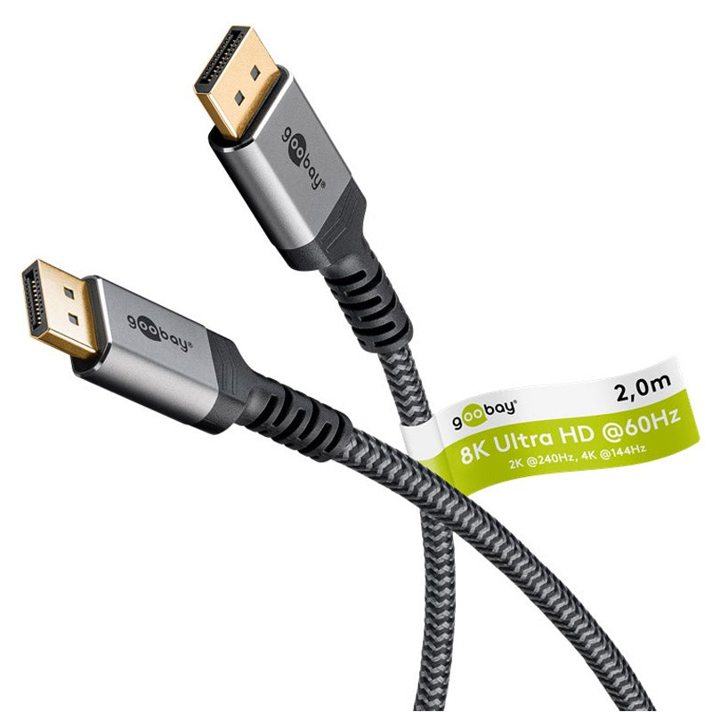 GOOBAY DisplayPort na DisplayPort 1.4 2m 8K DSC 32,4 Gbit/s pozlačen kabel