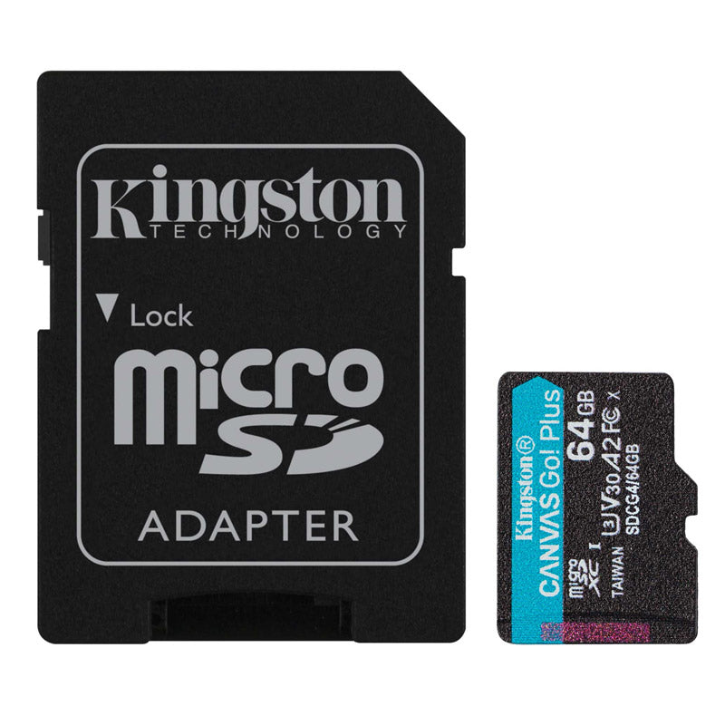 KINGSTON Canvas Go! Plus microSD 64GB razred 10 UHS-I U3 V30 A2 SD adapter SDCG4/64GB spominska kartica