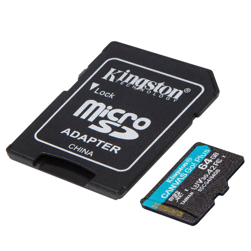 KINGSTON Canvas Go! Plus microSD 64GB razred 10 UHS-I U3 V30 A2 SD adapter SDCG4/64GB spominska kartica