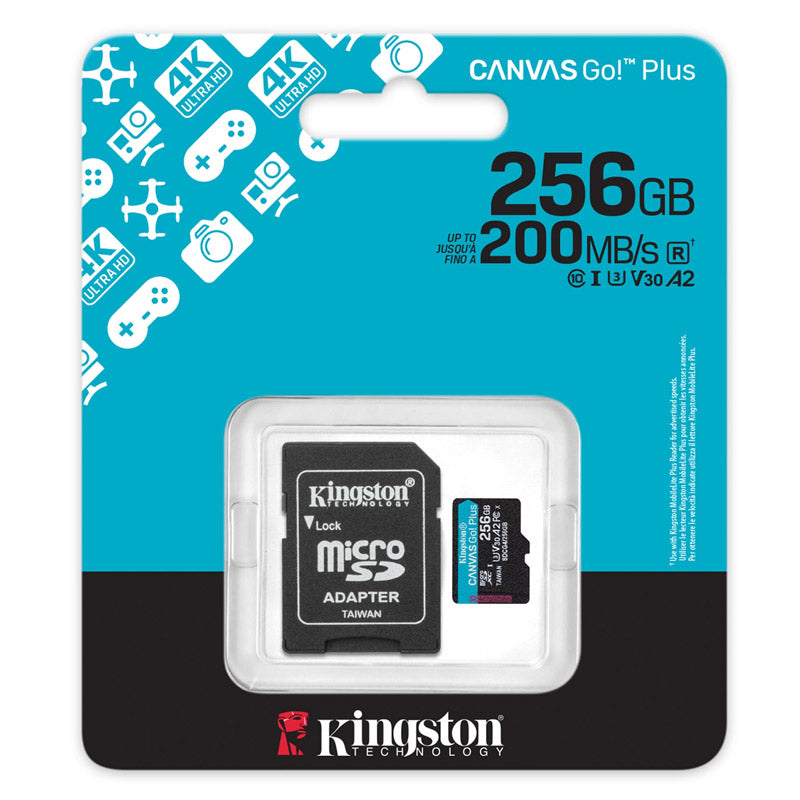 KINGSTON Canvas Go! Plus microSD 256GB Class 10 UHS-I U3 V30 A2 SD adapter SDCG4/256GB pomnilniška kartica