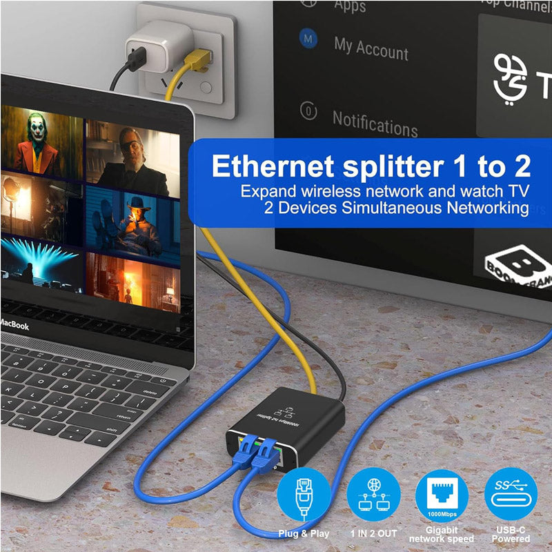 Gigabit Ethernet 1 na 2 RJ45 LAN mrežni razdelilec splitter switch