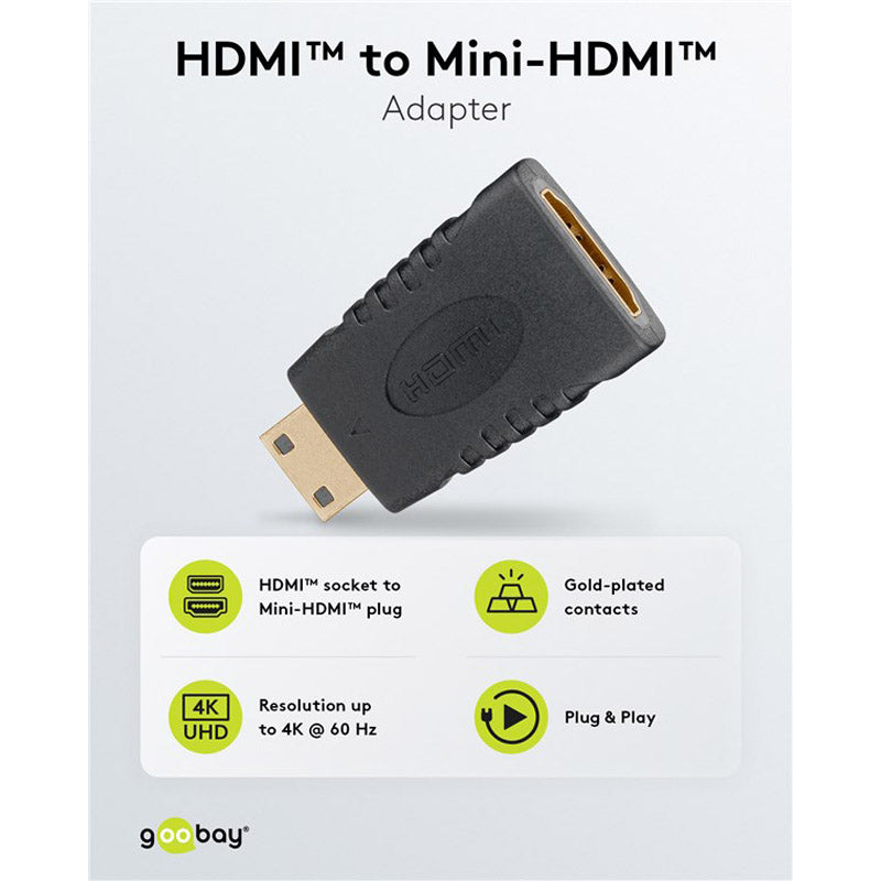 GOOBAY miniHDMI na HDMI 4K/60Hz črn adapter