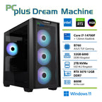 PCPLUS Dream Machine Core i7 14700F 32GB 2TB SSD RTX 5070 12GB Windows 11 Home gaming namizni računalnik