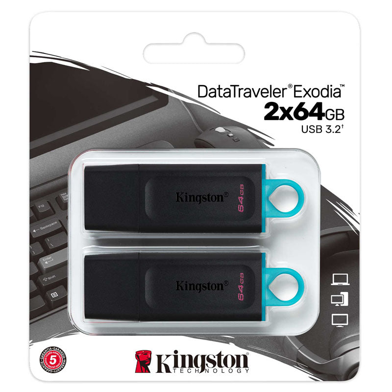 KINGSTON DataTraveler Exodia 64GB USB 3.2 Gen1 DTX/64GB-2P dvojno pakiranje USB ključ