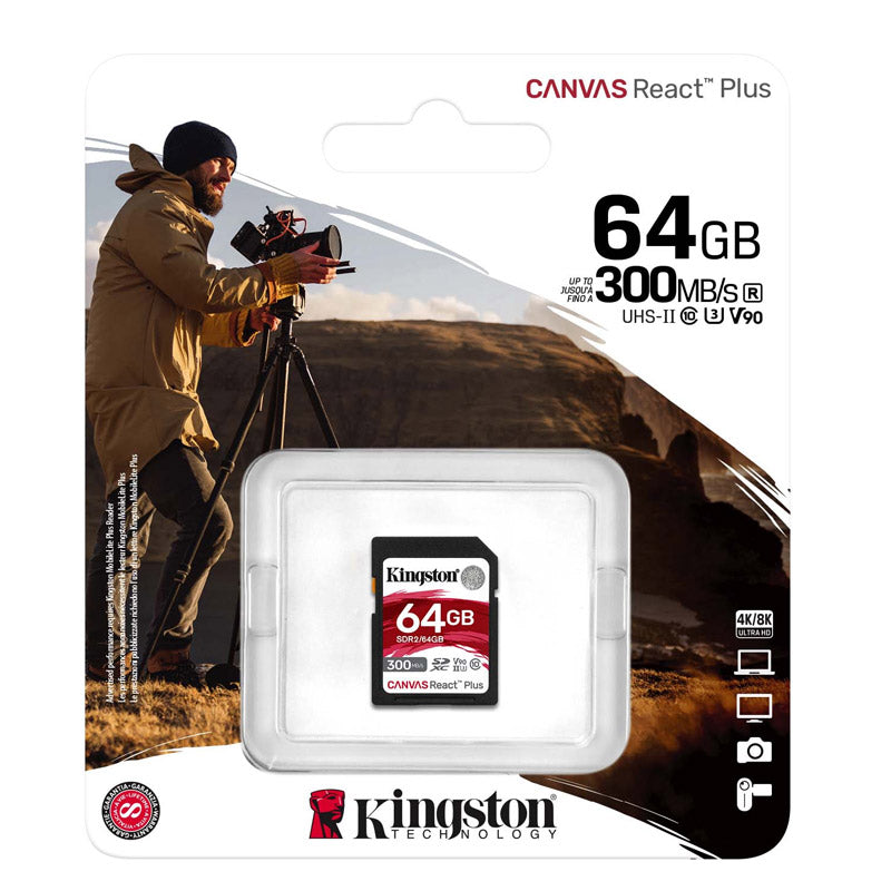 KINGSTON Canvas React Plus SD 64GB Class10 UHS-II SDR2/64GB pomnilniška kartica
