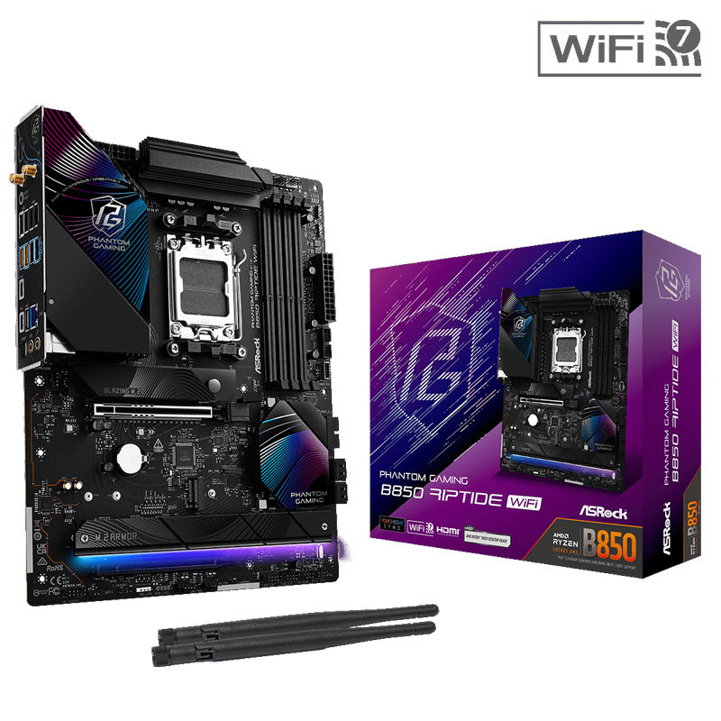 ASROCK Phantom Gaming B850 Riptide WiFi AM5 4xDDR5 ATX Motherboard