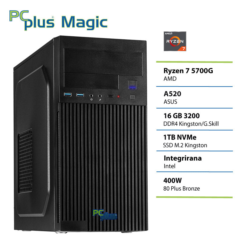 PCPLUS Magic Ryzen 7 5700G 16GB 1TB SSD namizni računalnik