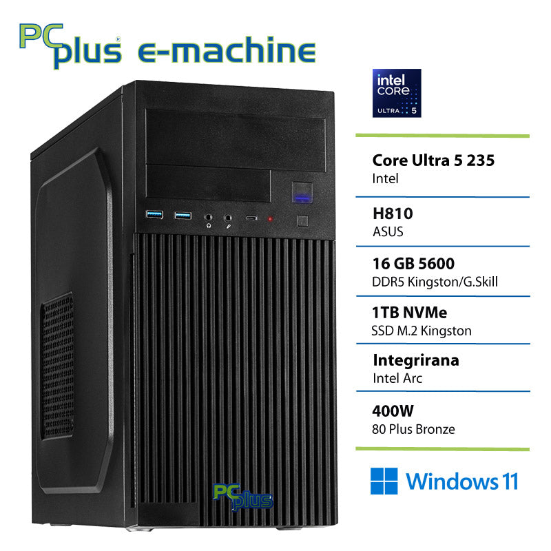 PCPLUS e-machine Ultra 5 235 16GB 1TB SSD Windows 11 Pro namizni računalnik