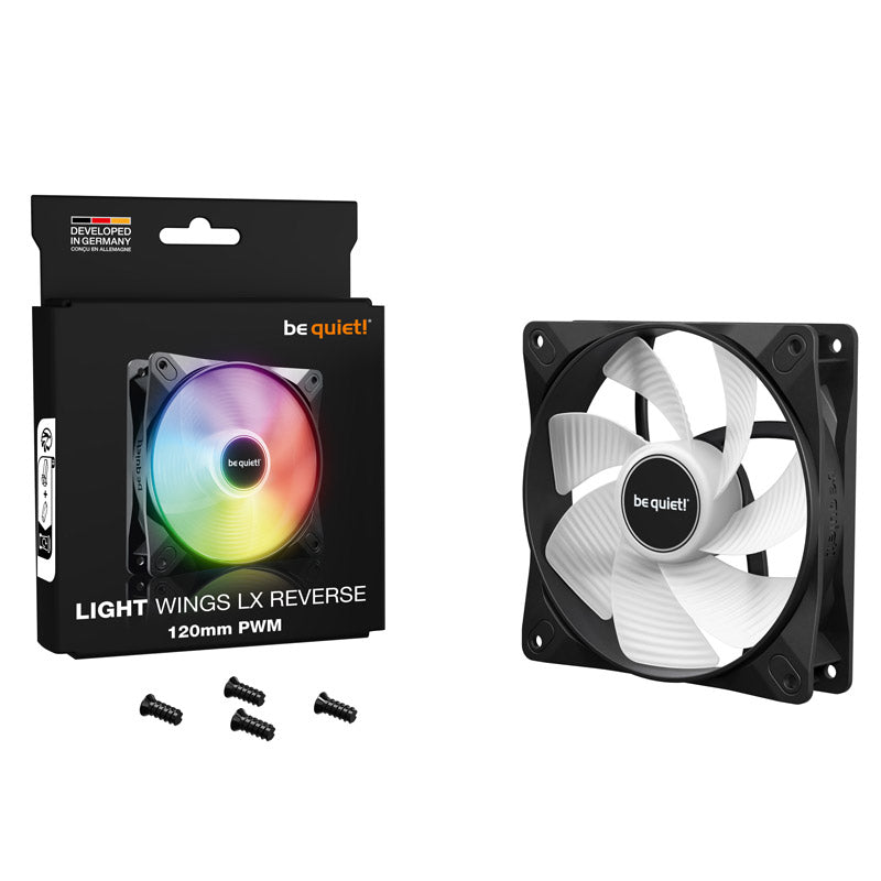 BE QUIET! LIGHT WINGS LX (BL132) obrnjen 120 mm 4-pinski PWM ARGB črn ventilator