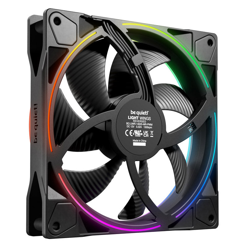 BE QUIET! LIGHT WINGS (BL134) Reverzni 140 mm 4-pin PWM ARGB črn ventilator