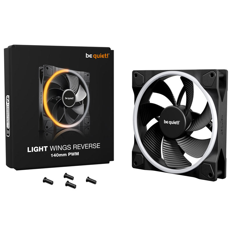 BE QUIET! LIGHT WINGS (BL134) Reverzni 140 mm 4-pin PWM ARGB črn ventilator