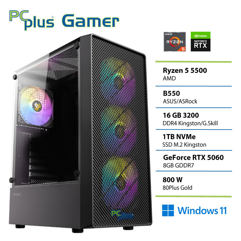 PCPLUS Gamer Ryzen 5 5500 16 GB 1 TB SSD RTX 5060 8 GB Windows 11 Home igralni namizni računalnik