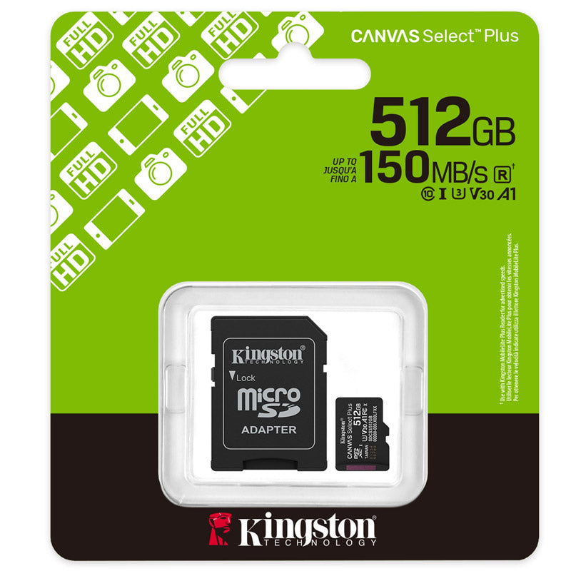 KINGSTON Canvas Select Plus microSD 512GB Class10 UHS-I SD adapter SDCS3/512GB pomnilniška kartica