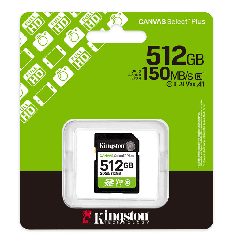 KINGSTON Canvas Select Plus SD 512GB Class10 UHS-I SDS3/512GB pomnilniška kartica