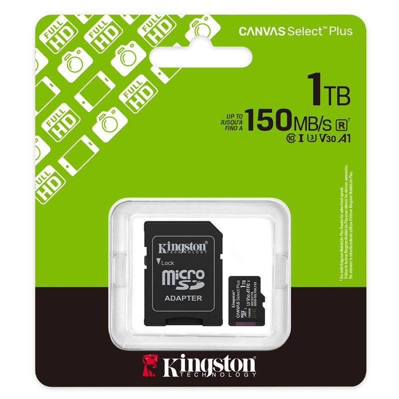 KINGSTON Canvas Select Plus microSD 1TB Class10 UHS-I SD adapter SDCS3/1TB pomnilniška kartica