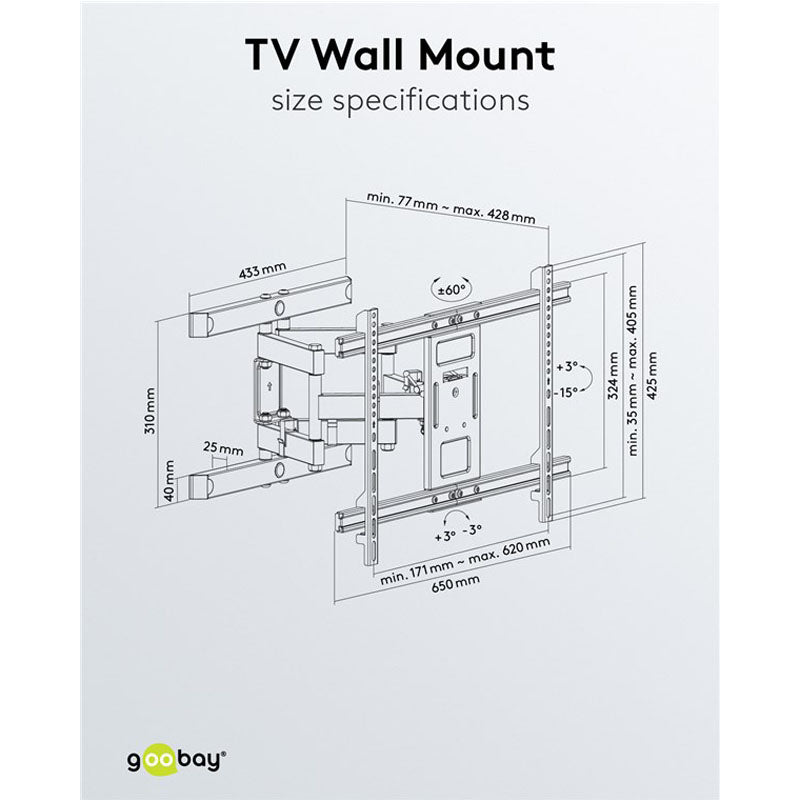 GOOBAY Pro FULLMOTION (L) 37-70" do 60kg stenski nosilec za TV
