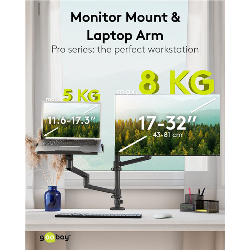 GOOBAY Deluxe 43–81 cm (17–32") 8kg univerzalno namizno stojalo za prenosnik in monitor