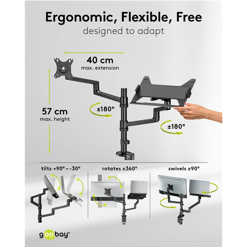 GOOBAY Deluxe 43–81 cm (17–32") 8kg univerzalno namizno stojalo za prenosnik in monitor