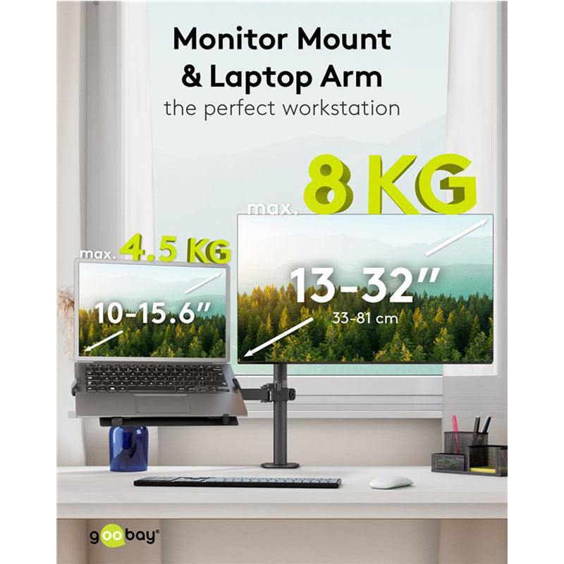 GOOBAY Basic Arm Flex 13-32" 8kg univerzalni namizni nosilec za prenosnik in monitor