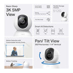 TP-LINK Tapo C230 5MP 3K nagib/vrtenje Wi-Fi notranja nadzorna kamera
