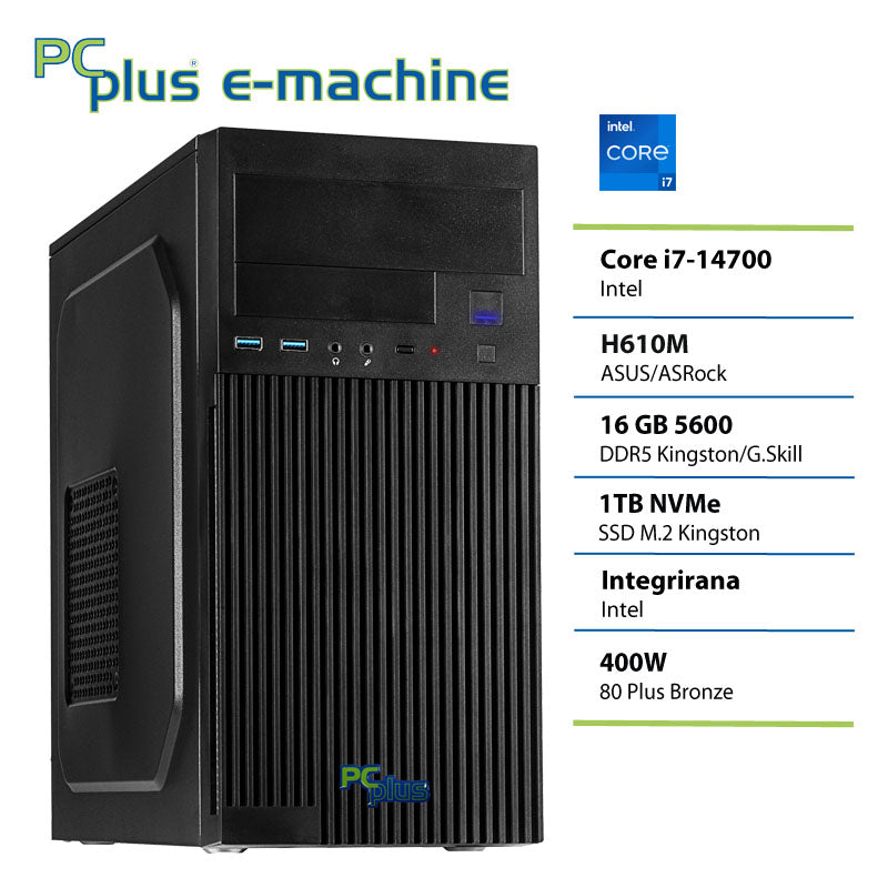 PCPLUS e-machine i7 14700 16GB DDR5 1TB SSD namizni računalnik