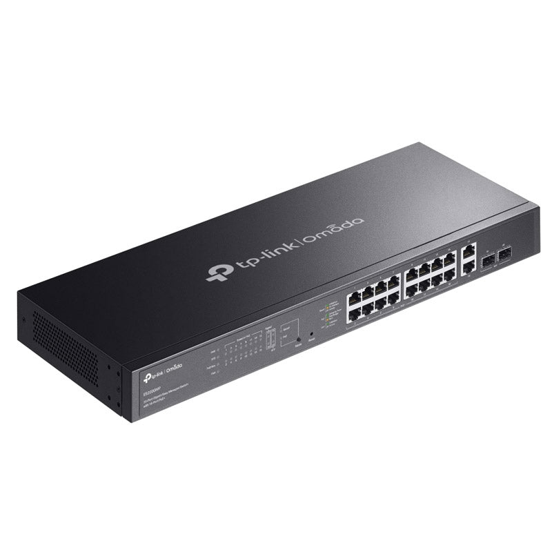 TP-LINK Omada ES220GMP 20-vratno 16x Gigabit PoE+ RJ45 2x Gigabit RJ45 2x Gigabit SFP nadzorovano mrežno stikalo