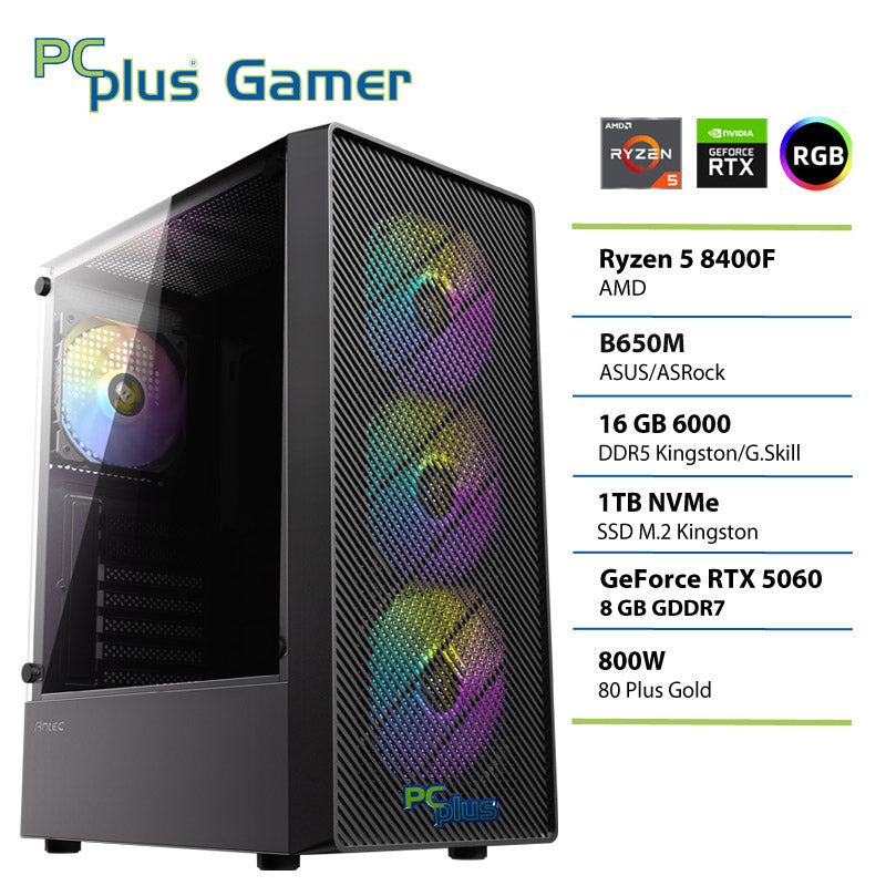 Igralni namizni računalnik PCPLUS Gamer Ryzen 5 8400F 16GB 1TB RTX 5060 8GB