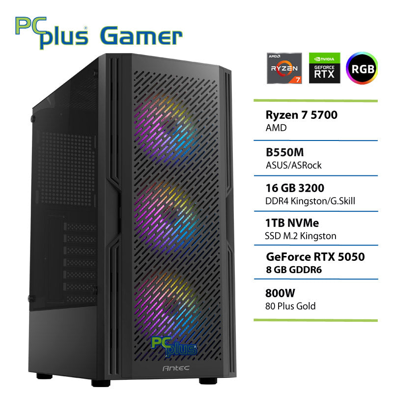 PCPLUS Gamer Ryzen 7 5700 16GB 1TB SSD RTX 5050 8GB igralni namizni računalnik