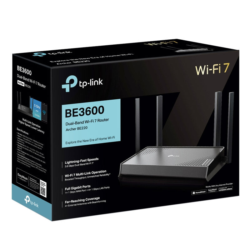 TP-LINK Archer BE220 WiFi7 BE3600 brezžični usmerjevalnik-router / dostopna točka