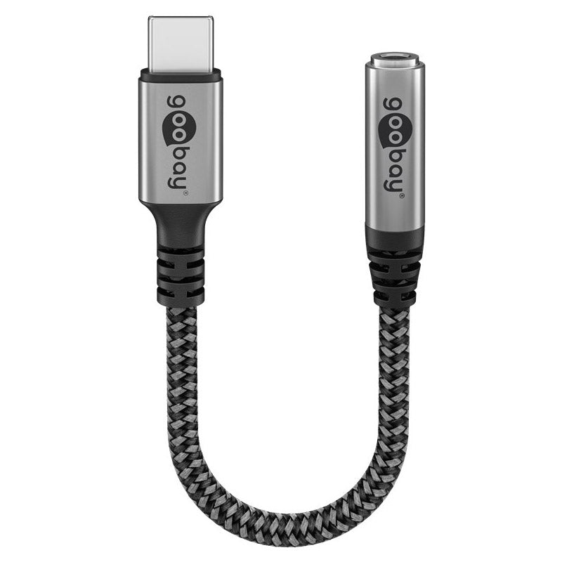 GOOBAY USB-C na 3.5mm AUX 0,15m črn/siv avdio adapter kabel