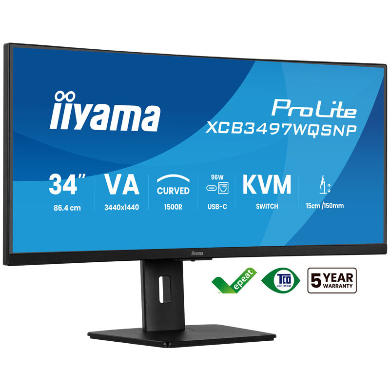 IIYAMA ProLite XCB3497WQSNP-B1 86,7cm (34") UWQHD VA 120Hz HDMI/DP/USB-C zvočniki monitor