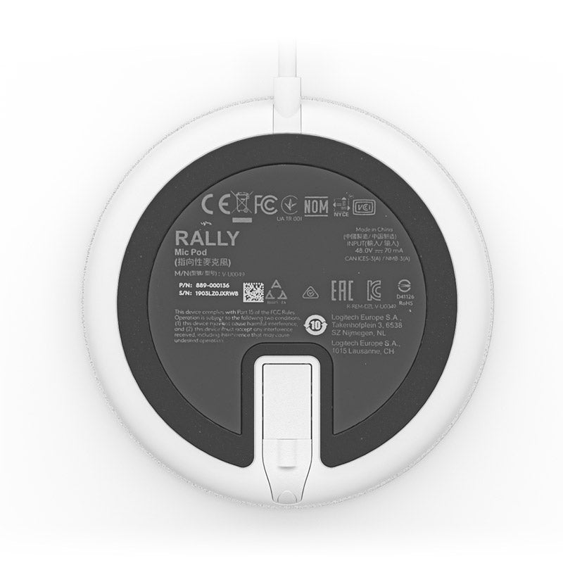 LOGITECH Rally Mic Pod Hub LED za Rally žični sistem dodatni beli mikrofon