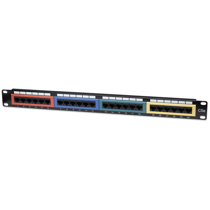 INTELLINET 24-Port, UTP, 1U Cat5e barvno kodirani patch panel