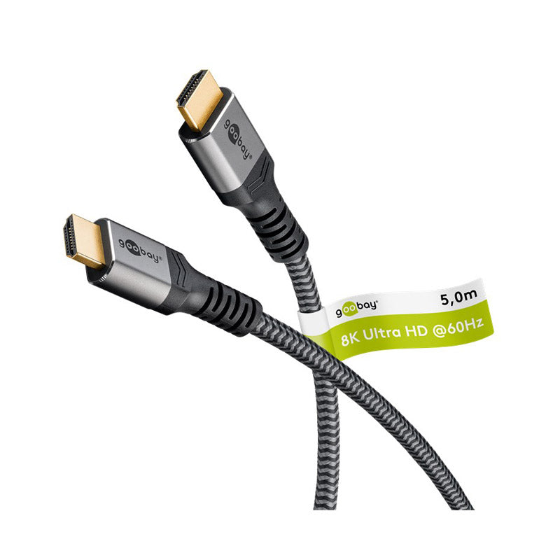 GOOBAY Ultra High Speed ​​HDMI (M/M) 2.1 8K 60Hz 5m z Ethernet pozlačen, pleten z zaščito pred pregibanjem kabla