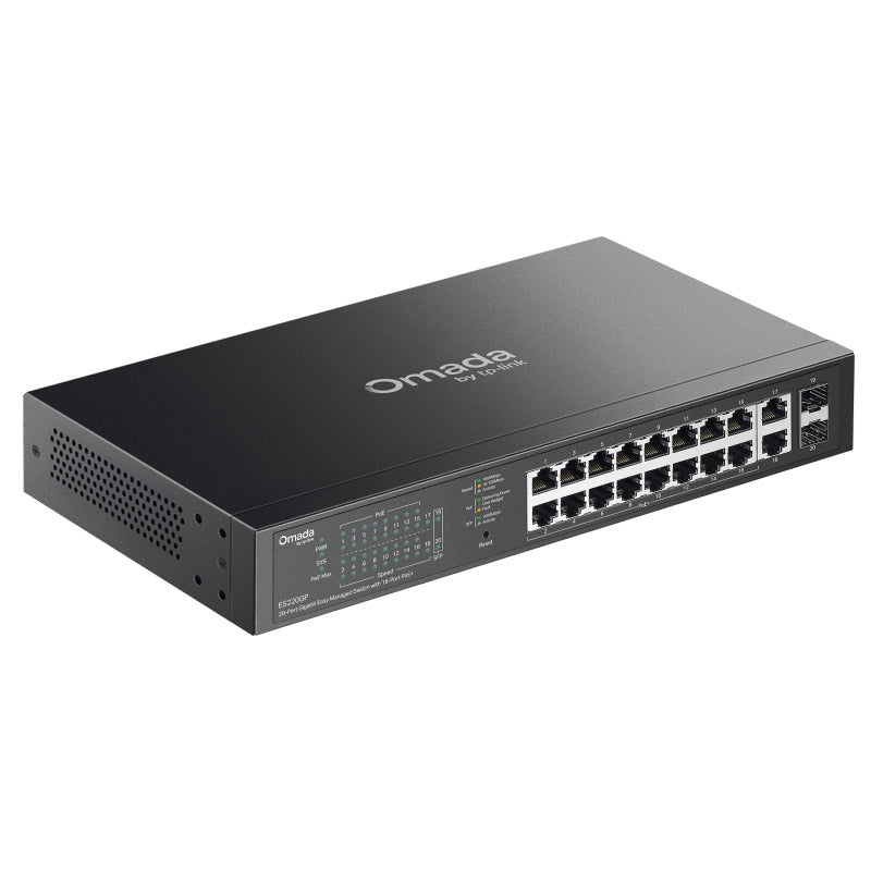 TP-LINK Omada ES220GP 20-portno 16x Gigabitno PoE+ RJ45 2x Gigabitno RJ45 2x Gigabitno SFP upravljano mrežno stikalo